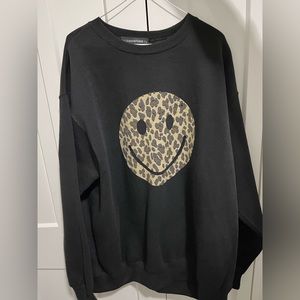 Black/cheetah smile sweatshirt